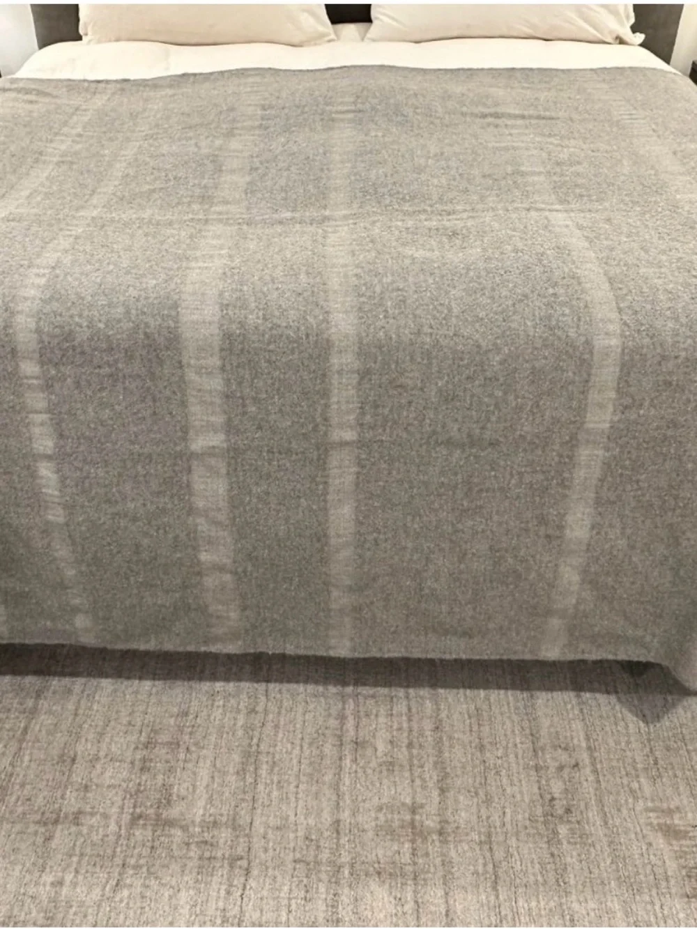 Alpaca stripe Restoration Hardware Gray Wool Bed Throw Blanket